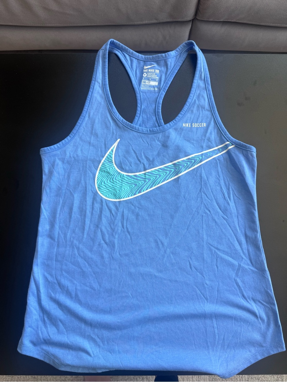 Nike Blue Racerback Tank with Teal Wave Swoosh